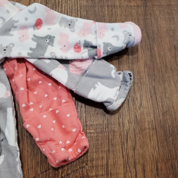 Carters 3 Just One You Baby Girl Footed Pajamas Sleep PJs Pink Koala Hedgehog NB - Picture 13 of 13